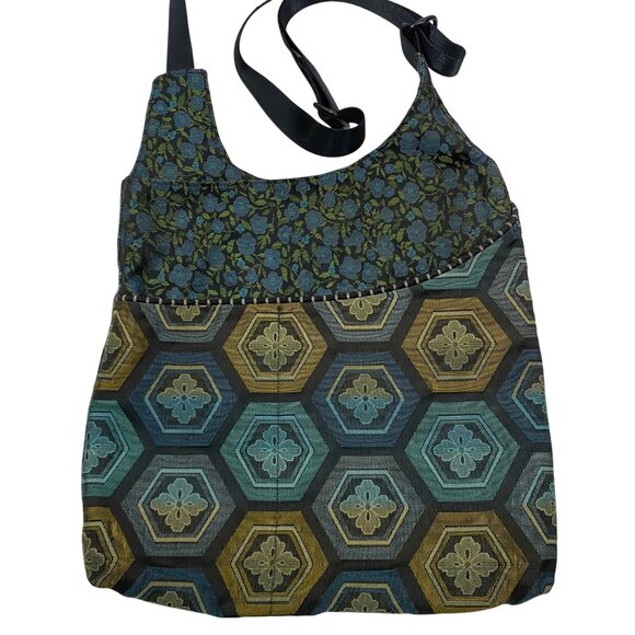 Maruca Shoulder tote Bag With Adjustable Strap tapestry floral Hexagon Pattern - Picture 1 of 10